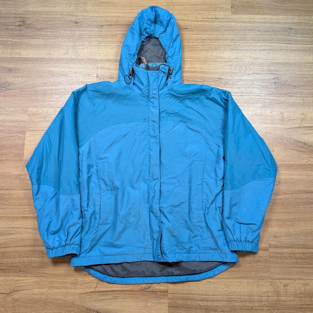 VTG LL Bean Jacket Womens Small Teal Hooded Thinsulate 90s Full Zip Hooded